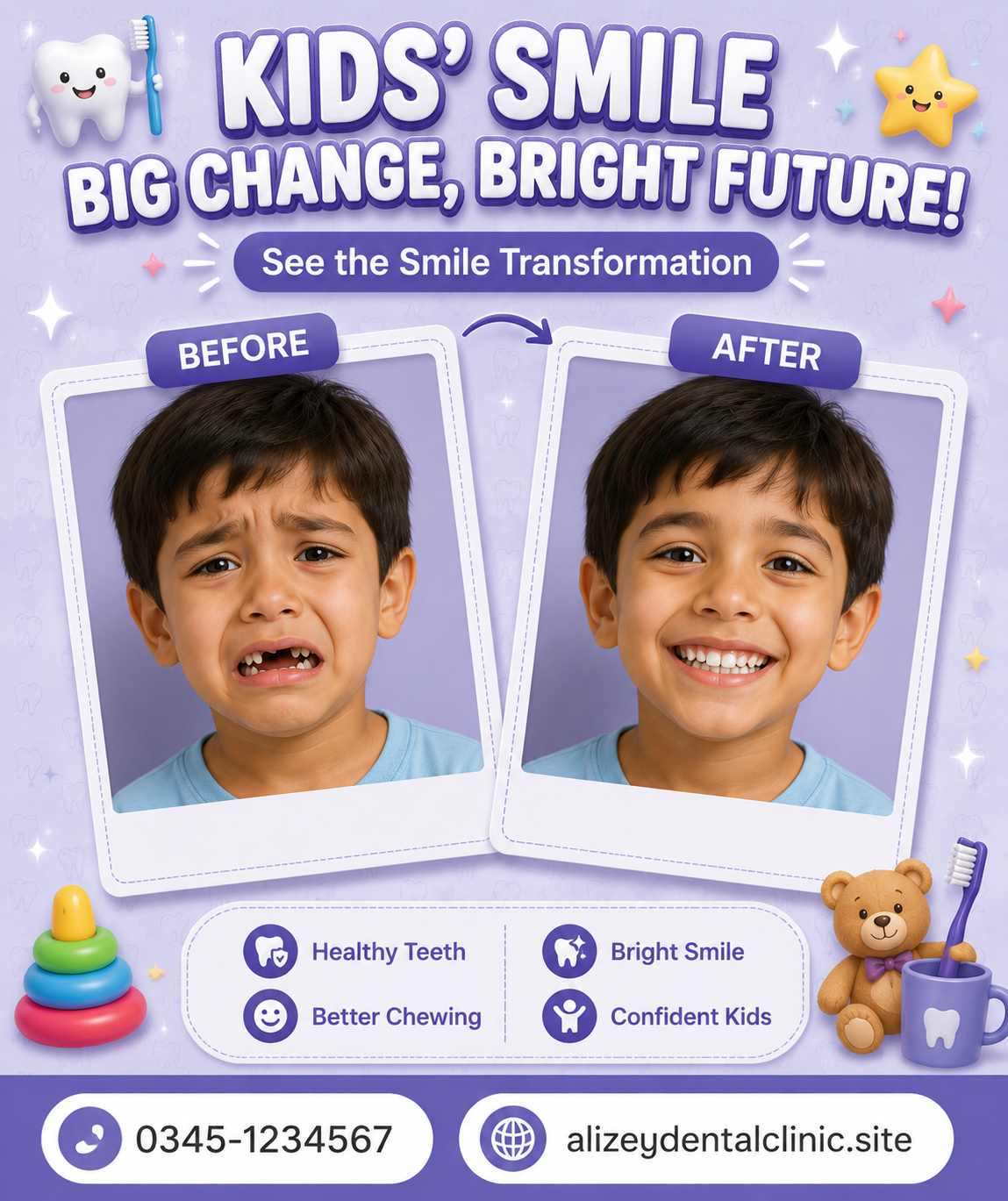 Kids Smile Transformation – Before and After at Alizey Dental Clinic